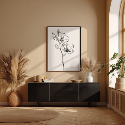 Wandbild Floral Lines Flower Poster Line Art Orchid, minimalistisches modernes Design, ideal für stilvolle Raumgestaltung.